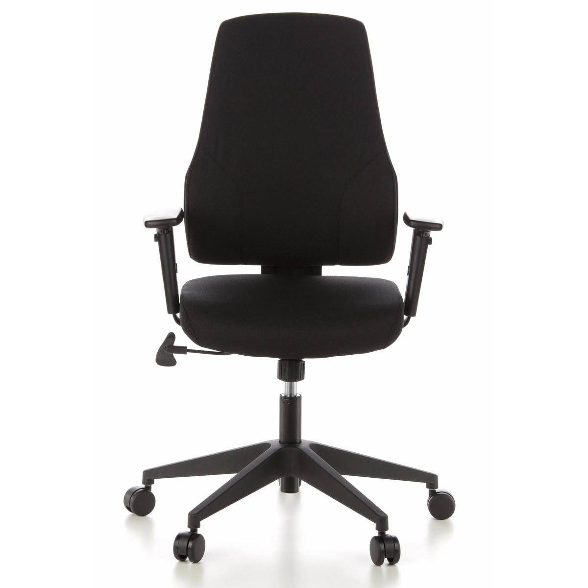 Black Professional Office Chair PRO-TEC 100 with armrests and five-caster base by hjh OFFICE – 360-degree view (front view 0°)