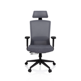 Grey Professional Office Chair CAPTIVO with mesh back, headrest and five-caster base by hjh OFFICE – 360-degree view (front view 0°)