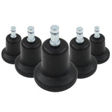 Fünf schwarze Stuhlgleiter 5 x STAND Nr. 11 mit silberfarbenen Metallstiften von hjh OFFICE
