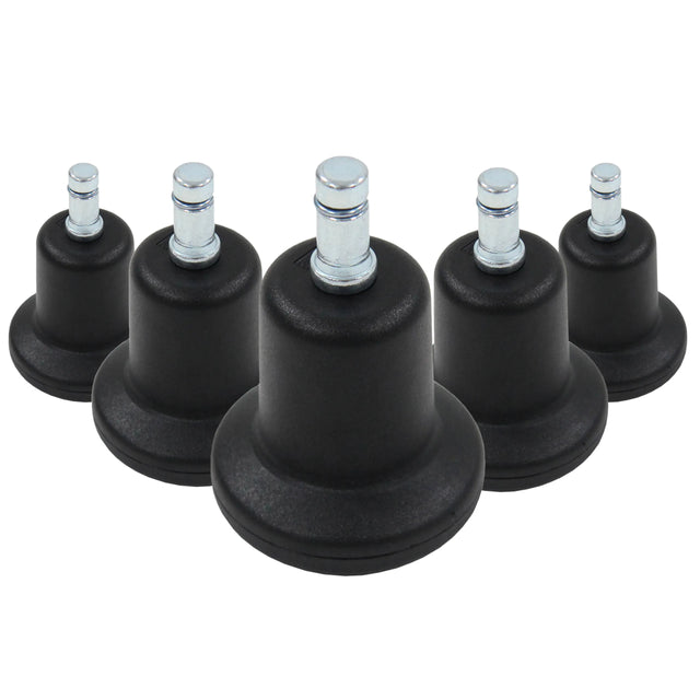 Fünf schwarze Stuhlgleiter 5 x STAND Nr. 11 mit silberfarbenen Metallstiften von hjh OFFICE