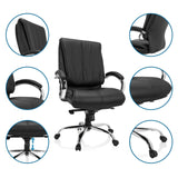 Black XXL H 100 swivel chair made of synthetic leather with various detailed views of the functions by hjh OFFICE