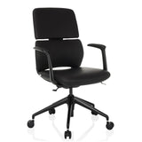Black Professional Office Chair ATMOS DESIGNER with armrests and five-caster base by hjh OFFICE – 360-degree view (front three-quarter view 30°)
