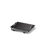 Black Footrest PODI III with ribbed surface and two carrying handles by hjh OFFICE – 360-degree view (rear three-quarter view 120°)
