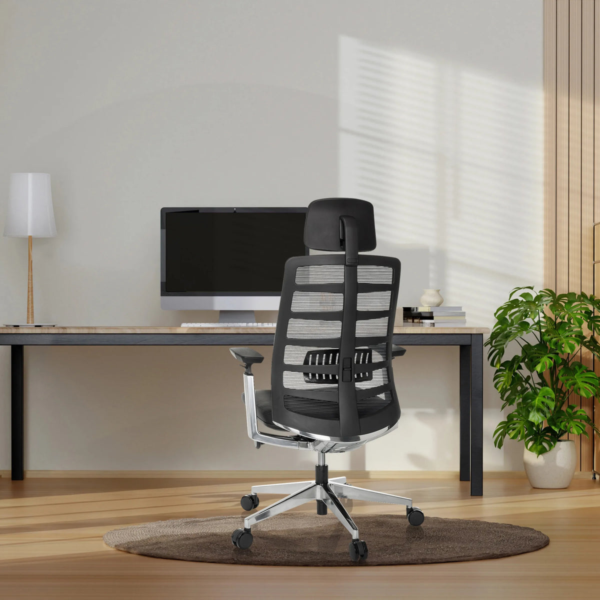 Black High End Office Chair SPINIO ELITE L with mesh backrest and headrest by hjh OFFICE