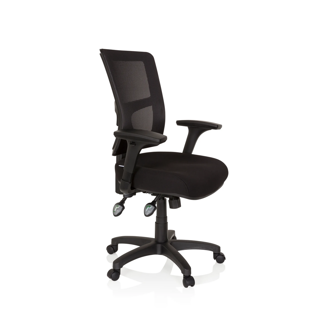 Black Professional Executive Chair IMPACT PRO with mesh back and five-caster base by hjh OFFICE – 360-degree view (front three-quarter view 60°)