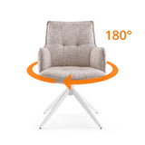 180-degree swivel function of the Tavaro dining chair in beige with a white star base by hjh LIVING