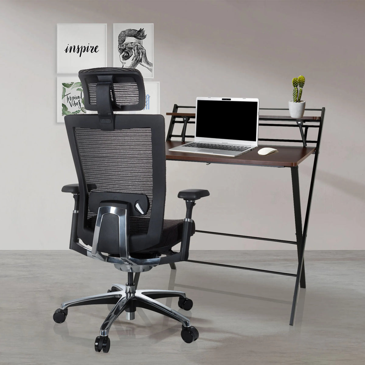 Black High End Office Chair NOVA PRO I with headrest and mesh back by hjh OFFICE