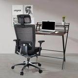Black High End Office Chair NOVA PRO I with headrest and mesh back by hjh OFFICE