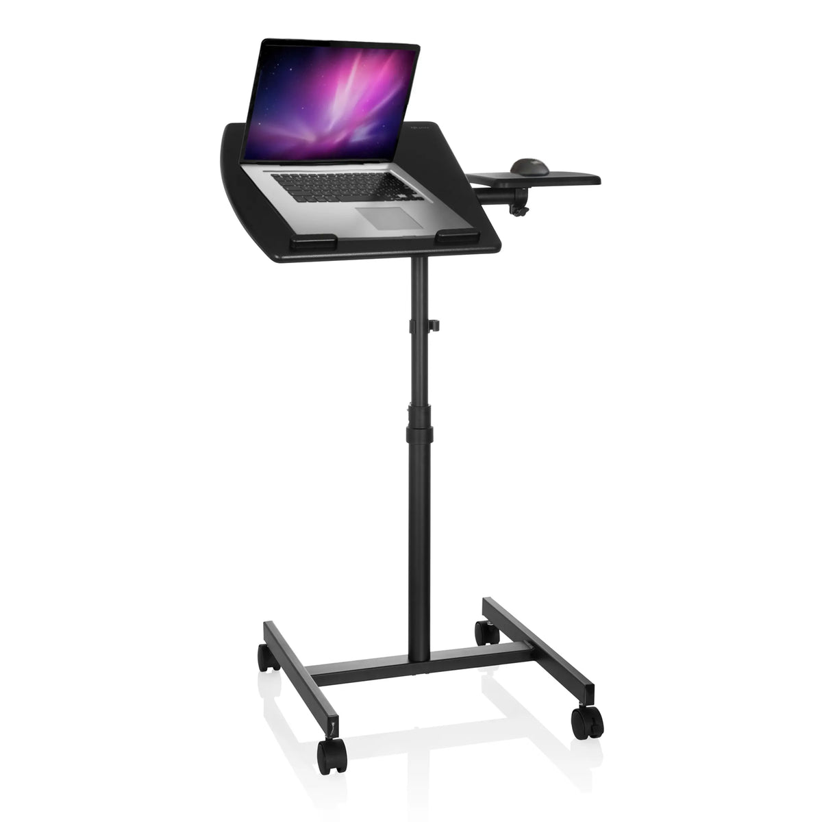 Black Standing desk VM-SL with laptop shelf, mouse pad and castors by hjh OFFICE