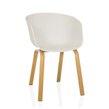 White Shell chair OSLO W with four light wooden legs by hjh LIVING – 360-degree view (front view 15°)