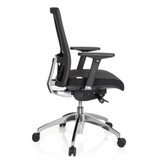 Black Professional Office Chair ASTRA BASE with armrests and five-caster base by hjh OFFICE – 360-degree view (side profile 100°)