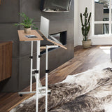 Standing desk WORKSTATION I in white and oak with laptop shelf on castors by hjh OFFICE