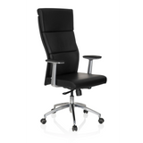 Black Luxury Executive Chair MONZA 20 with armrests and a five-caster base by hjh OFFICE – 360-degree view (front three-quarter view 40°)