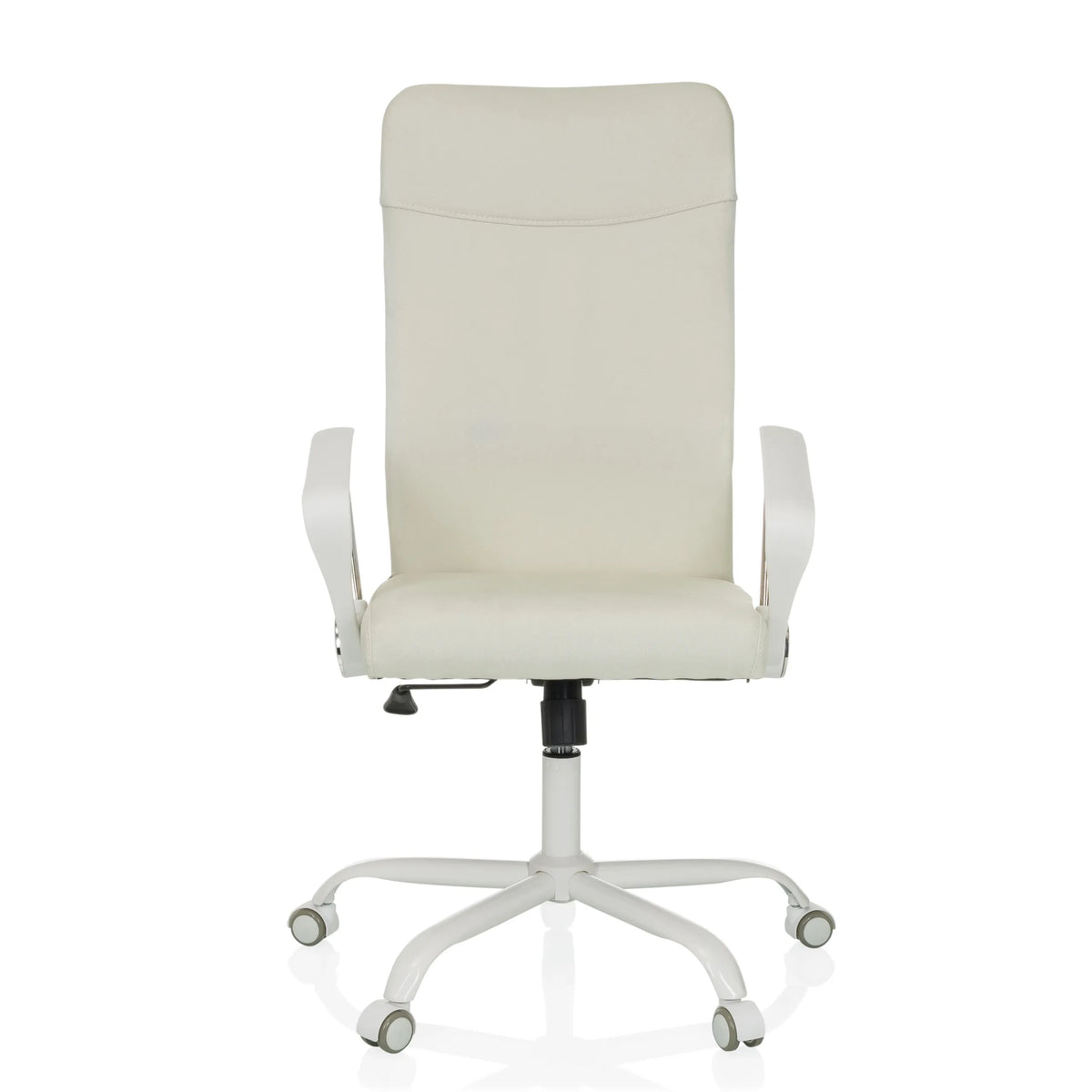Beige Home Office Chair STRYKA W with armrests and five-caster base by hjh OFFICE – 360-degree view (front view 0°)