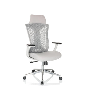 Grey Professional Office Chair FALEO W with mesh backrest and headrest by hjh OFFICE