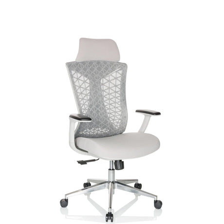 Grey Professional Office Chair FALEO W with mesh backrest and headrest by hjh OFFICE