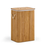 Brown bamboo Falster 72 laundry basket with matching lid and side rope handles by hjh LIVING