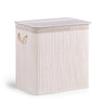 White Laundry basket FALSTER XXL B with vertical stripe look, lid and rope handles by hjh LIVING