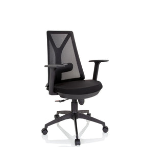 Home Office Chair FALUN BASIC in black with mesh backrest and armrests by hjh OFFICE