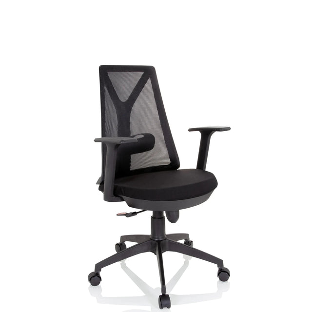 Home Office Chair FALUN BASIC in black with mesh backrest and armrests by hjh OFFICE