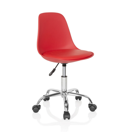 Red Swivel Chair – Children FANCY II with glossy chrome base and five castors by hjh OFFICE