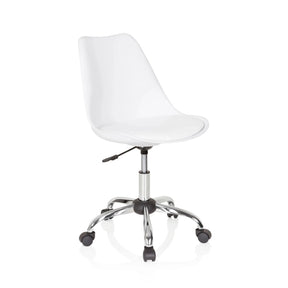 Home Office Chair FANCY PRO in white with curved seat shell and chrome frame by hjh OFFICE