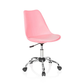 Home Office Chair FANCY PRO in pink with chrome base and castors by hjh OFFICE