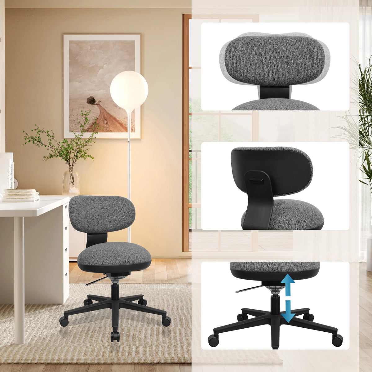 Height-adjustable backrest and seat height of the Home Office Chair SITMOTION B by hjh OFFICE