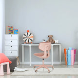 Pink Swivel Chair – Children KID COLORE with castors at a white desk by hjh OFFICE