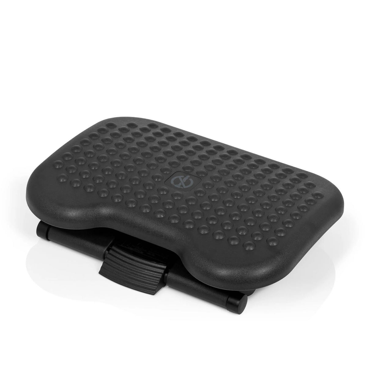 Anthracite Footrest PIEDINO DOT with nubbed structure and adjustable tilt by hjh OFFICE – 360-degree view (front view 16°)