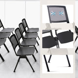 Several black MEET WA guest chairs with mesh backrests and stackable seats by hjh OFFICE