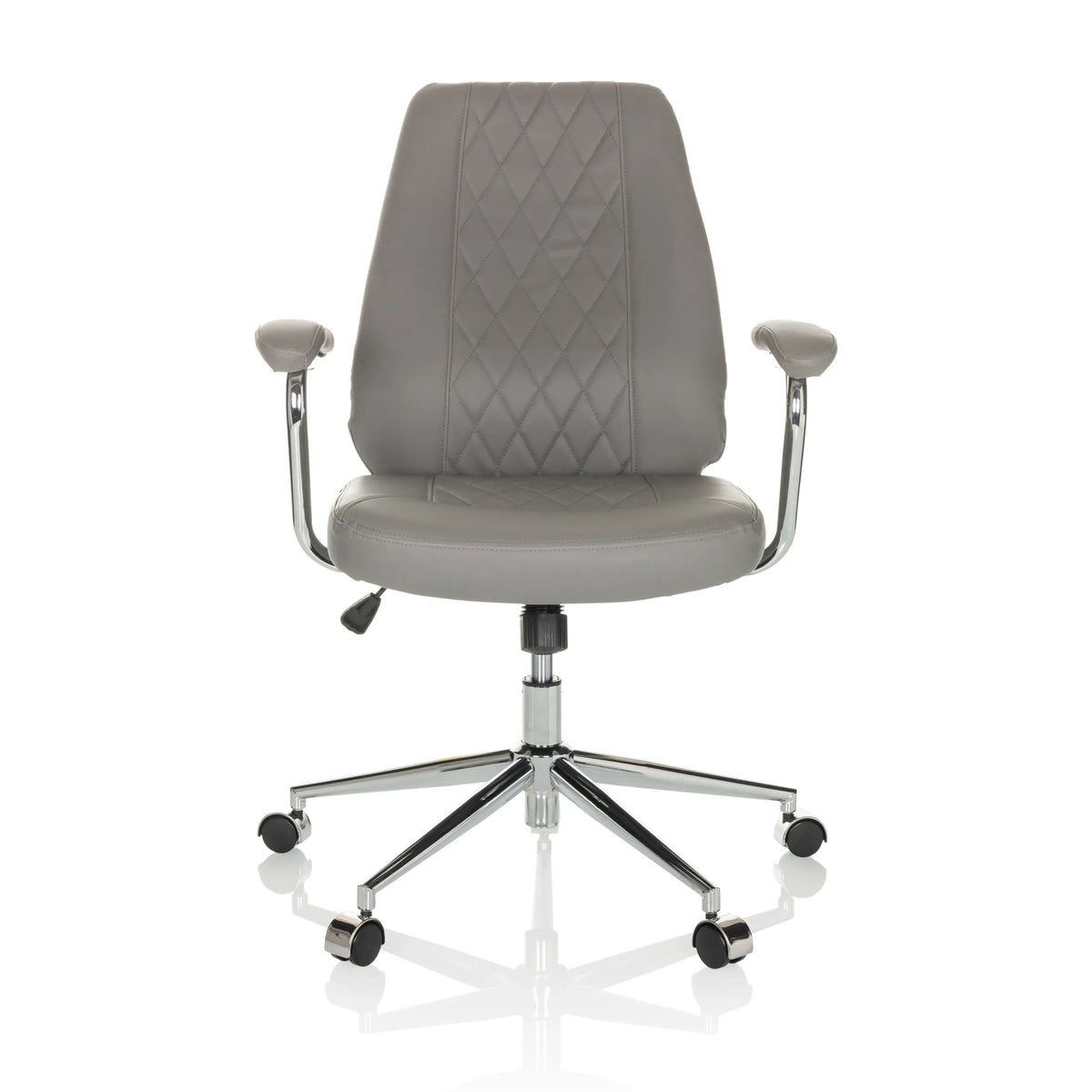 Grey Home Office Executive Chair THEO I with quilted backrest and five-caster base by hjh OFFICE – 360-degree view (front view 0°)