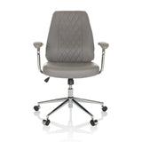 Grey Home Office Executive Chair THEO I with quilted backrest and five-caster base by hjh OFFICE – 360-degree view (front view 0°)