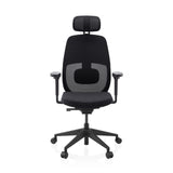 Black Professional Office Chair Skandis Pro with headrest, mesh back and five-caster base by hjh OFFICE – 360-degree view (front view 0°)