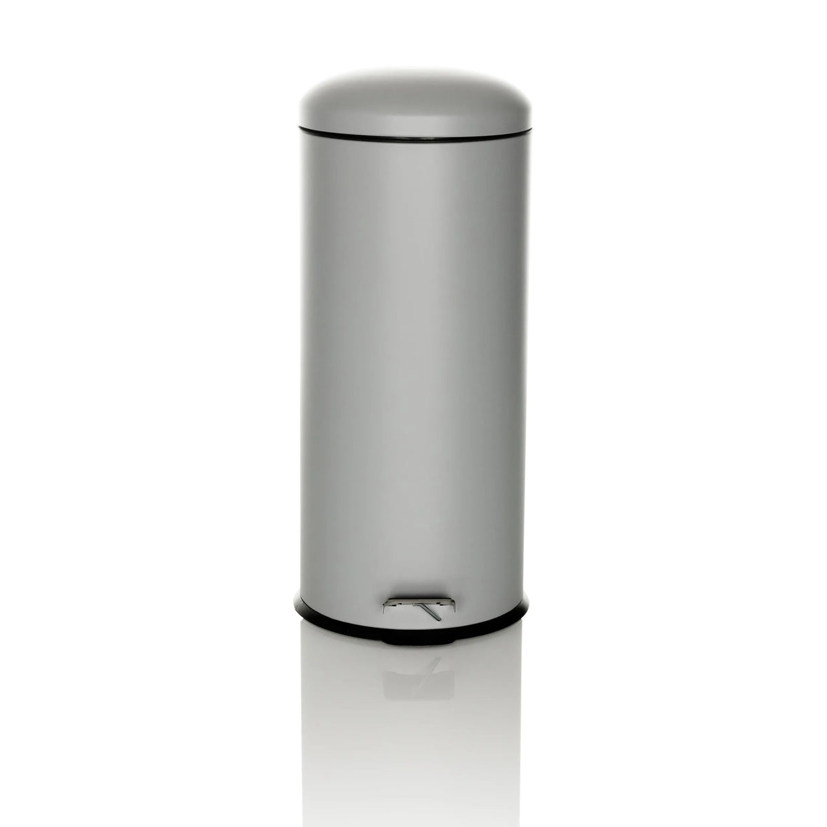 Grey wastepaper CLEAN VIII with lid and foot pedal by hjh OFFICE – 360-degree view (front view 0°)