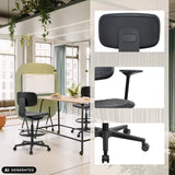 Black TOP WORK B counter chair with foot ring and castors in different views by hjh OFFICE (AI-generated image)
