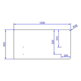 Technical drawing of the Table partition FLEXMIUT D 120, 120 × 62 cm, by hjh OFFICE