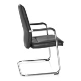 Black cantilever chair TILA with armrests and chrome frame by hjh OFFICE – 360-degree view (side profile 100°)