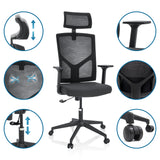 Home Office Chair BRETON B in black with adjustable headrest and armrests by hjh OFFICE