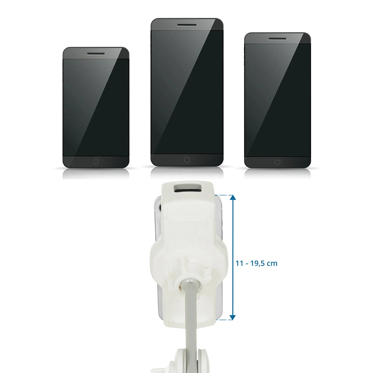 Adjustable holding device of the Mobile phone & tablet holder COMFILAP II with dimensions 11 - 19.5 cm by hjh OFFICE