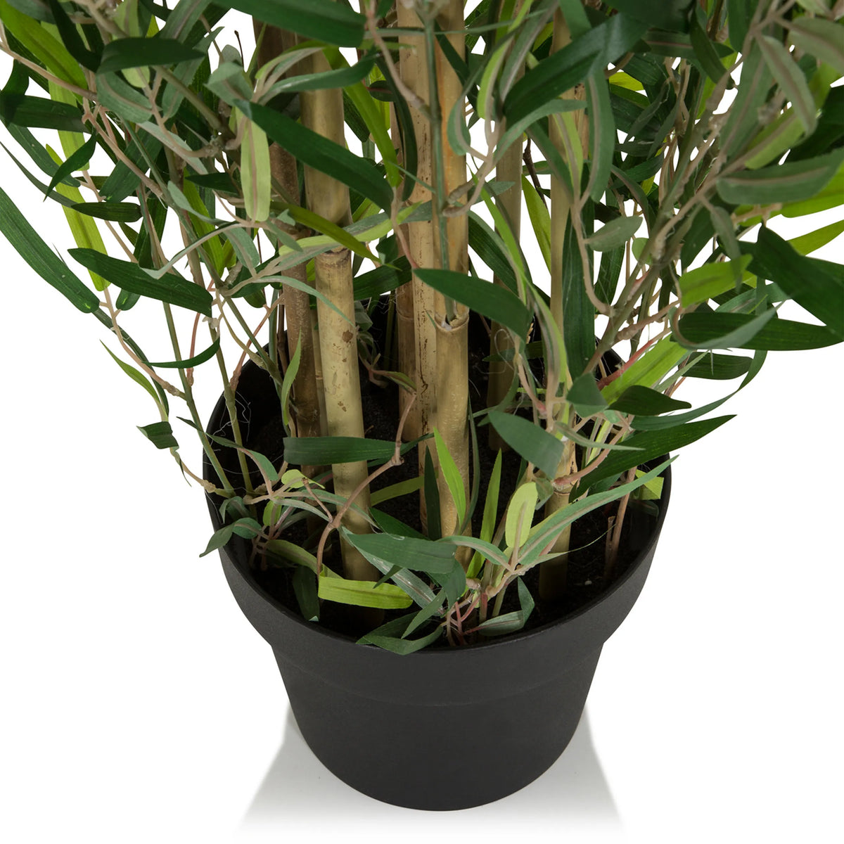 Stems and leaves of the Artificial plant BAMBUS in a black plant pot by hjh OFFICE
