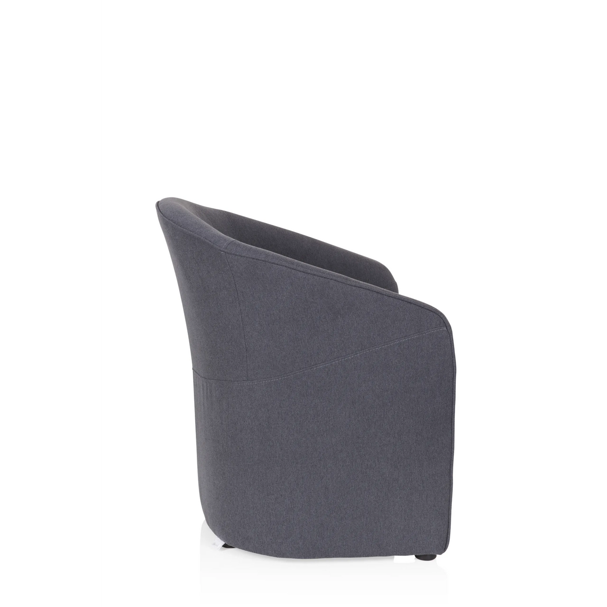 Dark grey Upholstered armchair SAN JUAN with rounded backrest and armrests by hjh OFFICE – 360-degree view (side profile 100°)