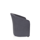 Dark grey Upholstered armchair SAN JUAN with rounded backrest and armrests by hjh OFFICE – 360-degree view (side profile 100°)