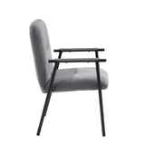 Side view of the grey upholstered armchair Lifea Flex with black armrests by hjh LIVING