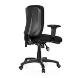 Black Professional Office Chair ZENIT BASE with armrests and five-caster base by hjh OFFICE – 360-degree view (rear three-quarter view 120°)