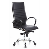 Black Professional Executive Chair PARMA 20 with quilted leather upholstery and five-caster base by hjh OFFICE – 360-degree view (front three-quarter view 40°)