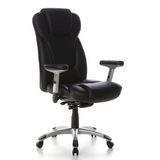 Black Professional Executive Chair EMBASSY 200 L with armrests and silver five-caster base by hjh OFFICE – 360-degree view (front three-quarter view 40°)