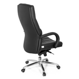 Black Swivel Chair XXL G 300 with quilting, armrests and five-caster base by hjh OFFICE – 360-degree view (rear three-quarter view 120°)
