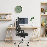 Black High End Office Chair CASSILIS B with mesh backrest and headrest by hjh OFFICE