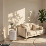 Nestup 1 side table in white and oak with integrated stool by hjh LIVING (AI-generated image)
